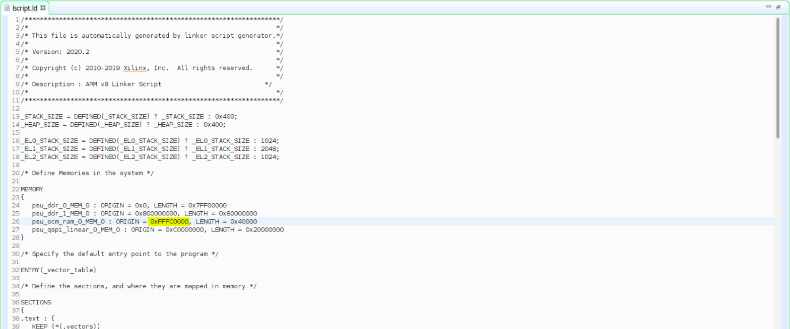 Linker file correct
