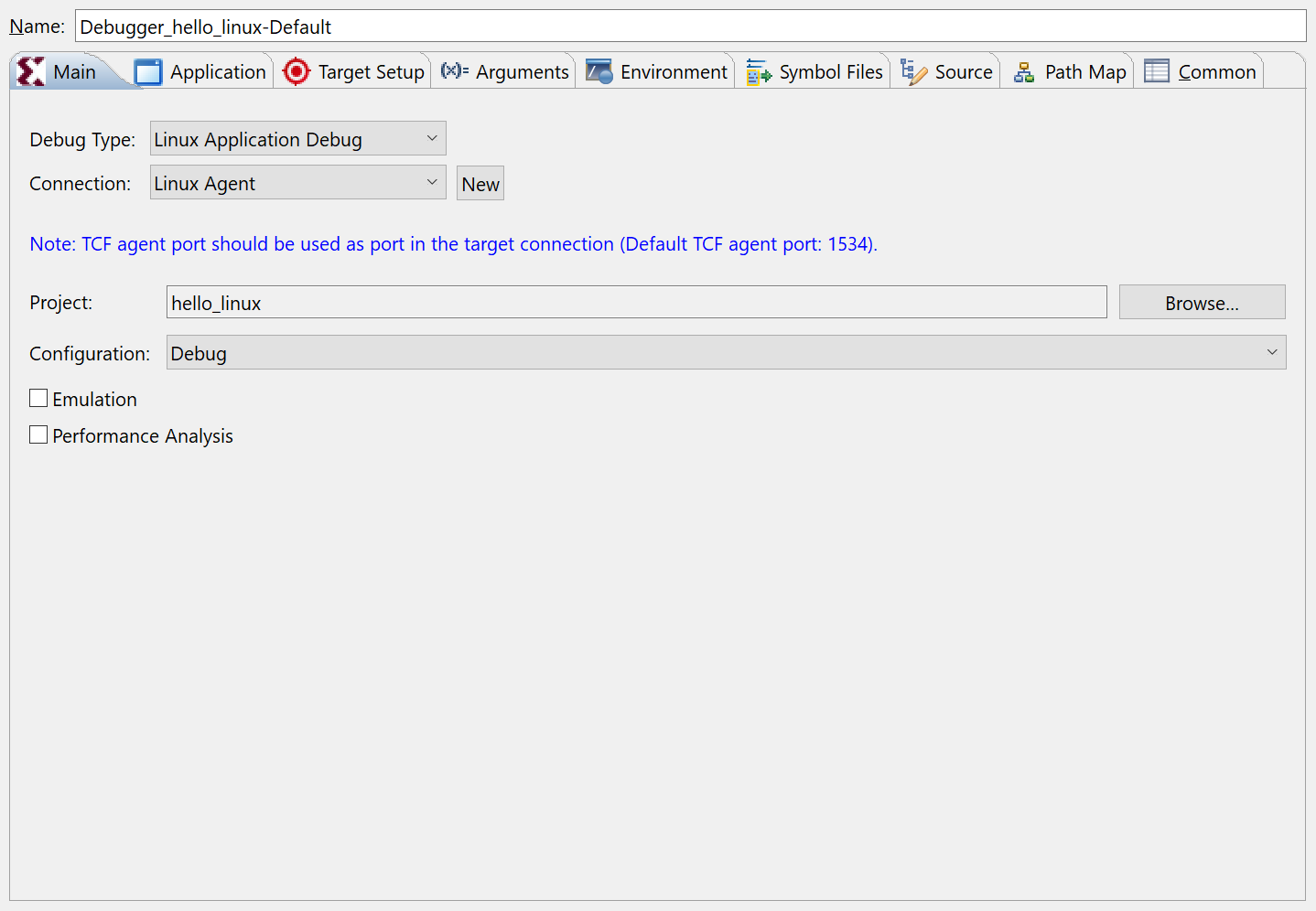 Vitis Linux Run Configurations