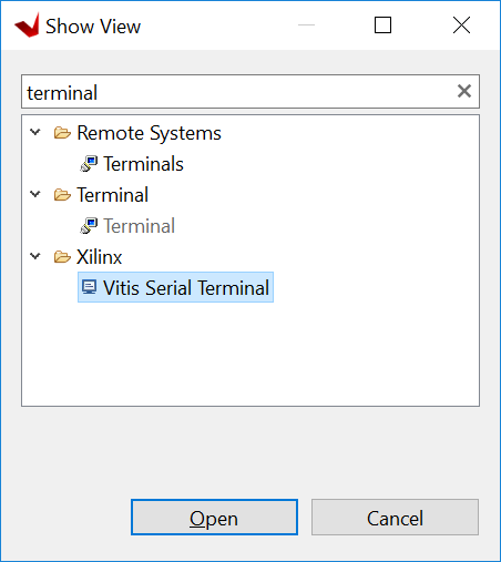 Open Vitis Serial Terminal