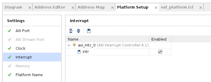 [Vivado Platform Setup]: Interrupt