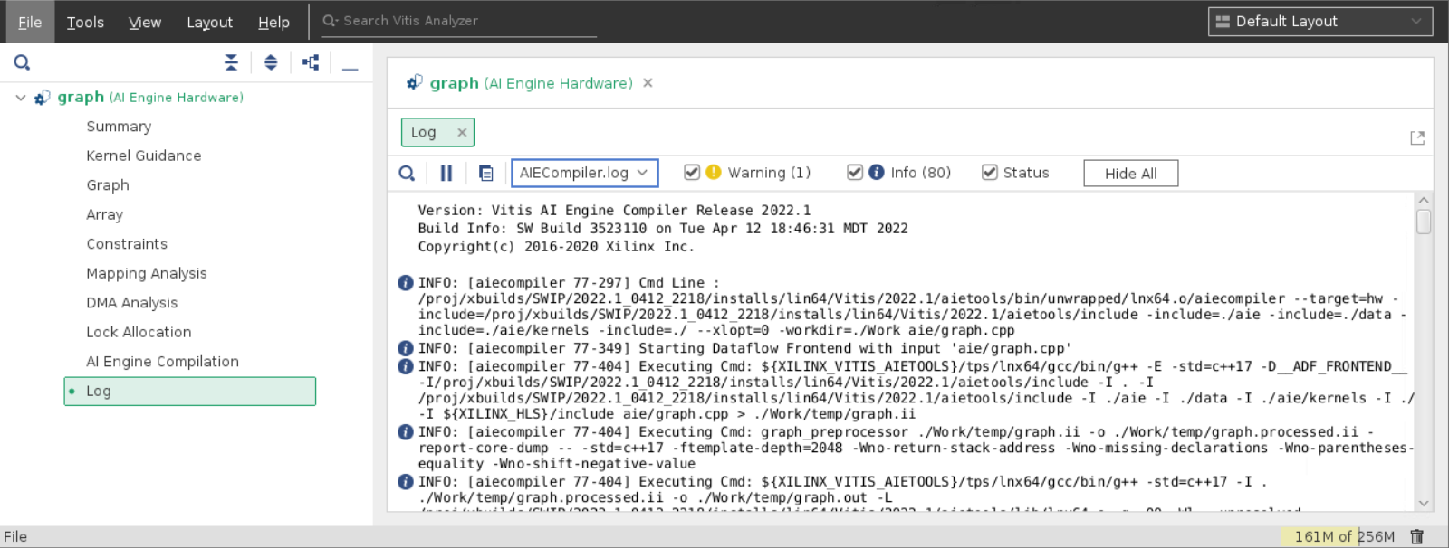 Vitis Analyzer Log