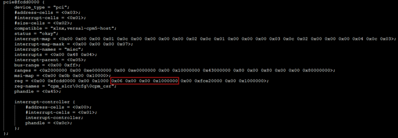 ECAM reg property in Device Tree